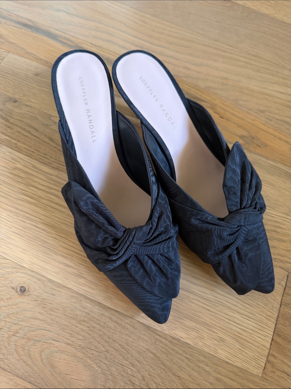 Loeffler Randall Black Knotted Pointed-Toe Mule Slides